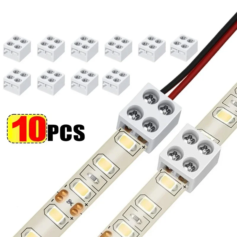 10 Pcs Light Strip Fixing Clip Free Welding 8mm Terminal LED Strip Universal Ribbon Connector String Lights Quick Splice Plug