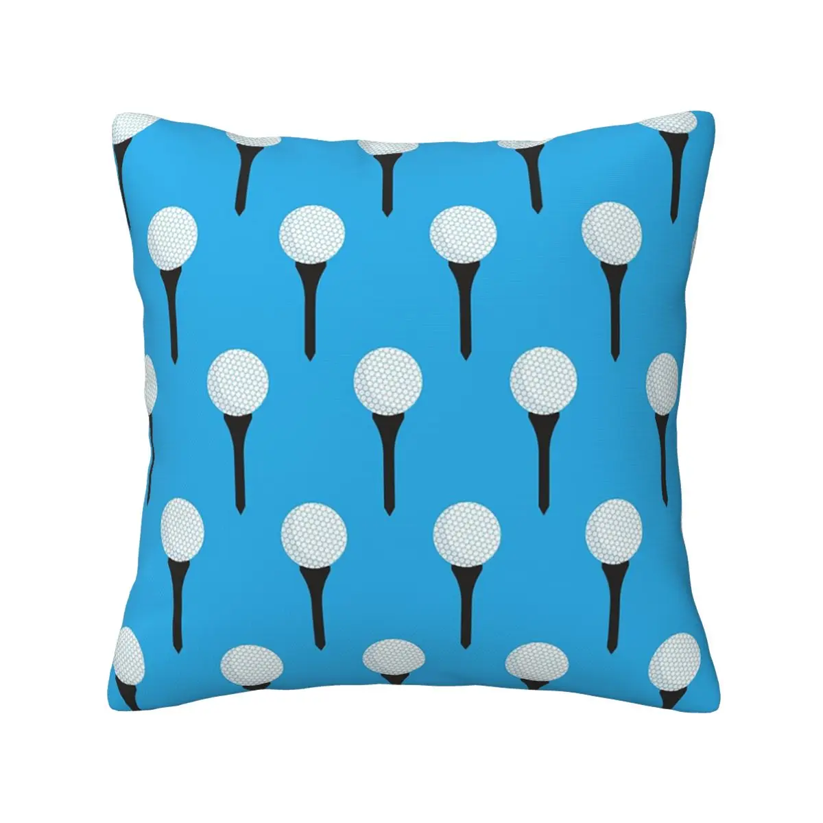 Golf Ball And Tee Pattern (Cyan Blue) Square Pillowcase Pillow Cover Cushion Decor Comfort Throw Pillow for Home Car