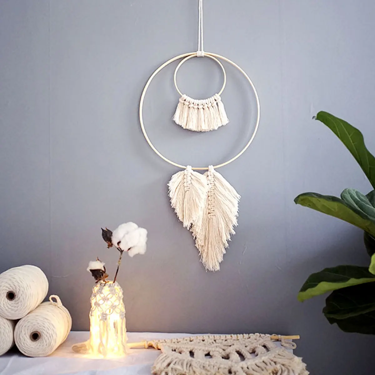 

13 Pcs Bamboo Circle Decoration Dreamcatcher Ring for DIY Accessories Handcraft Wooden Round Fan Frame Project