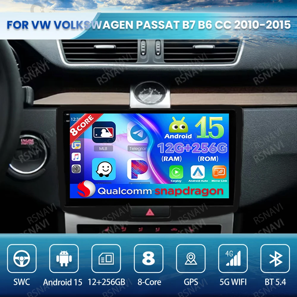 

Android 15 Car Radio For VW Volkswagen Passat B7 B6 CC 2010-2015 GPS Wireless Carplay Auto Head Unit Autoradio BT DVD Multimedia