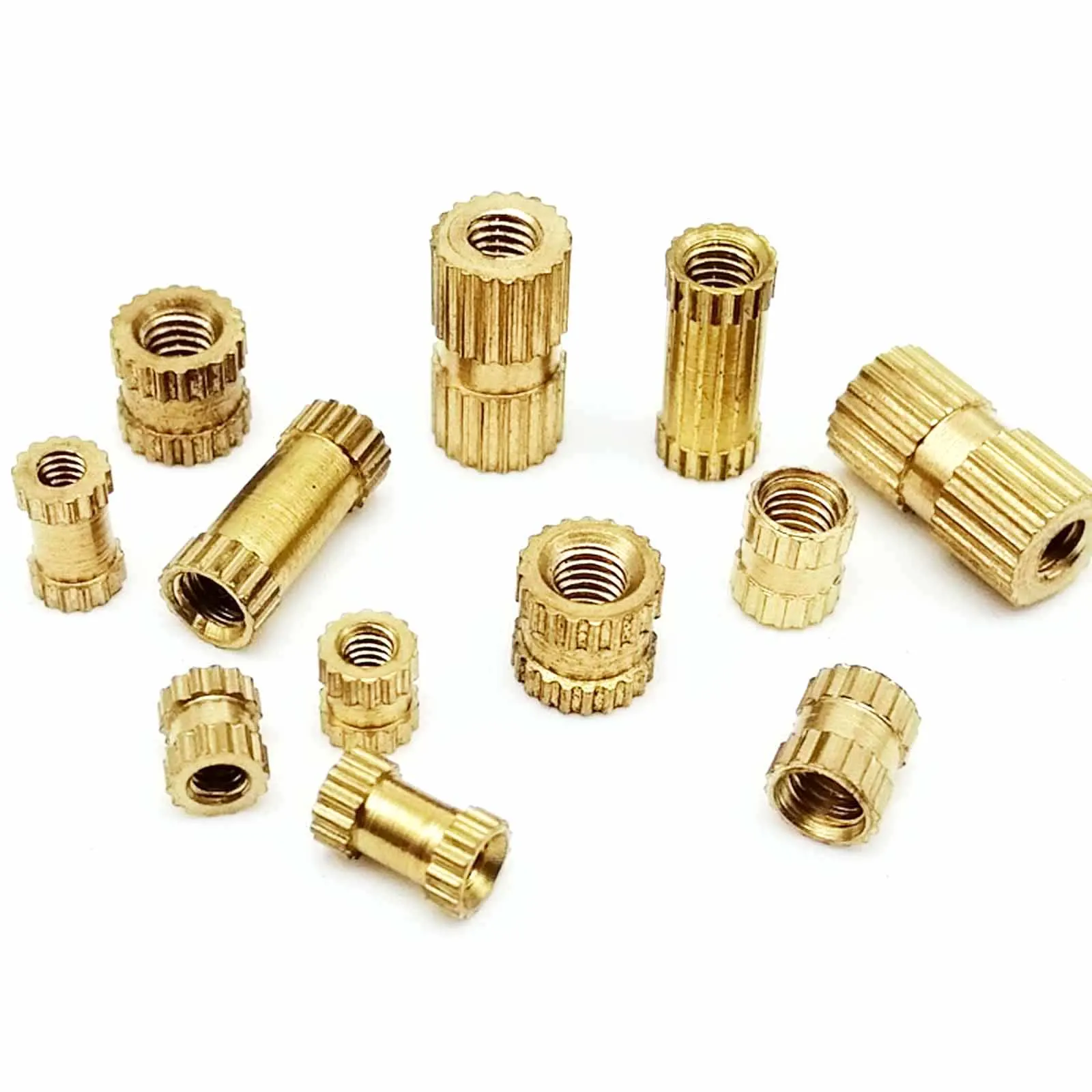 25/50pcs M1.6 M2 M2.5 M3 M4 Solid Brass Thread Injection Molding Knurl Embedded Insert Nut Nutsert for 3D Printer Hot Melt Glue