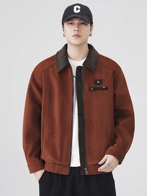 

American Sle High Texture Heavyweight Woolen Coat M Loose Workwear Jaet Trendy Collar Color Blo Autumn 2025
