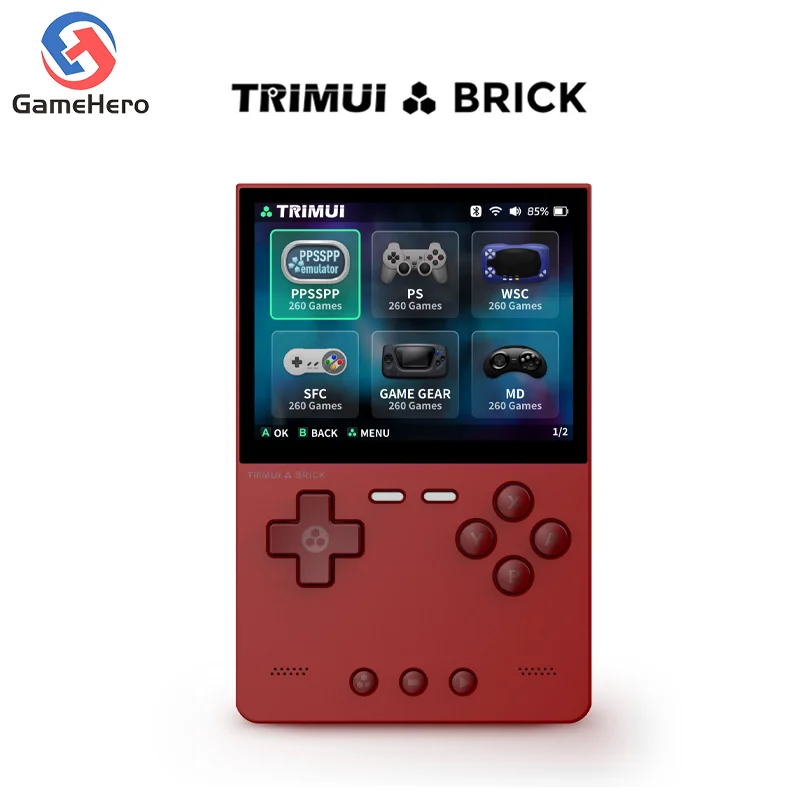 TRIMUI BRICK 3.2'' IPS Screen Handheld Game Console Linux System Trimui UI Metal Back Panel Key LED Lighting Free Keycap Gifts