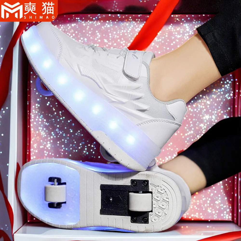 LED Roller Skates Shoes for Girls Boys Kids Gifts Adult Man Women Luminous 2 Wheels Casual Outdoor Sport Roller Sneakers Shoes