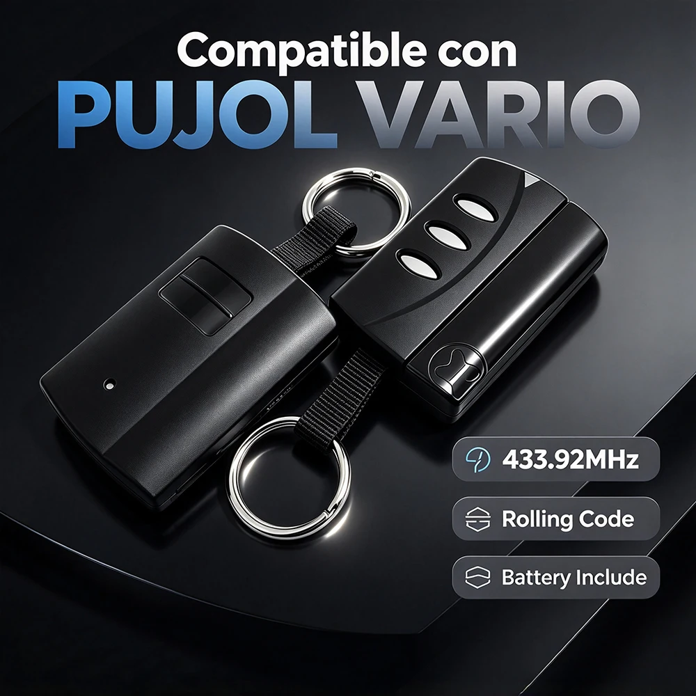 PUJOL VARIO 433.92MHz Rolling Code Replacement Remote for Garage Gate Key Fob For Work With VARIO PRO MERCURIO MOON COSMOS OCEAN