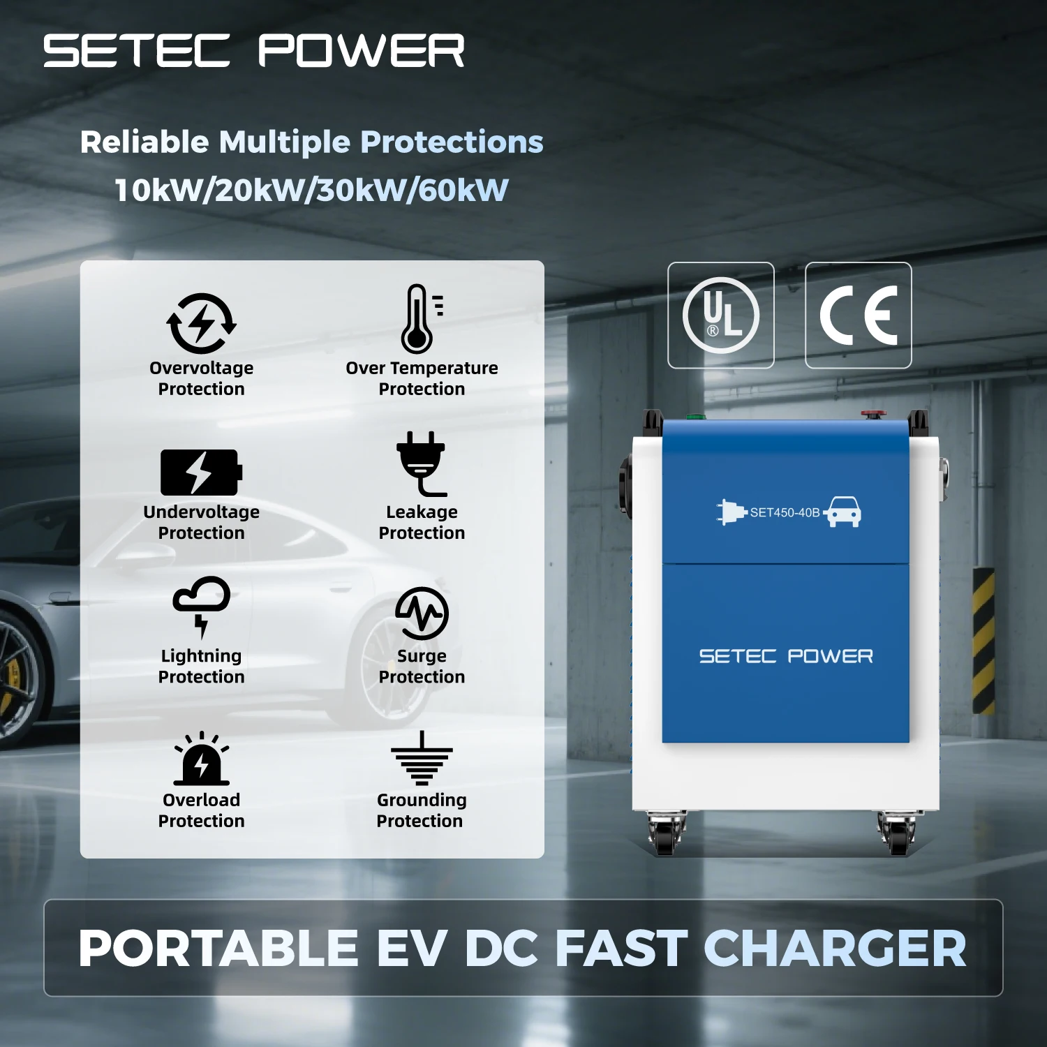 PowerPack 10kW/20kW/30kW/60kW Level 3 Fast Dc Ev Portable Mobile Charger Ev Power Bank for Car