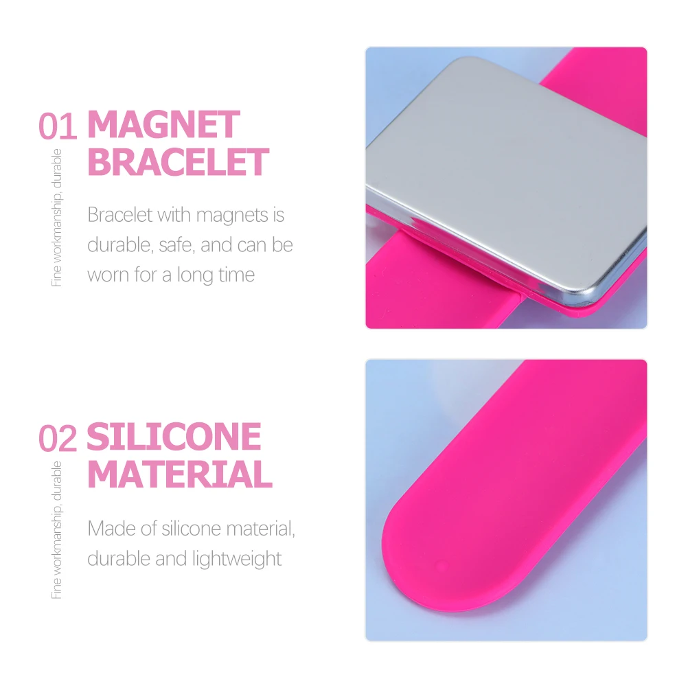 

2Pcs Magnetic Slap Wristband Simple Flexible Pin Holder Hairdresser Nail Clips Storage Sewing Tool Organizer Magnetic Pin Holder