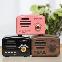 BT01 Retro Bluetooth Speaker Old Classic Speaker Strong Bass Enhancement Sound Box with FM Radio Wireless Charging Mini Speaker