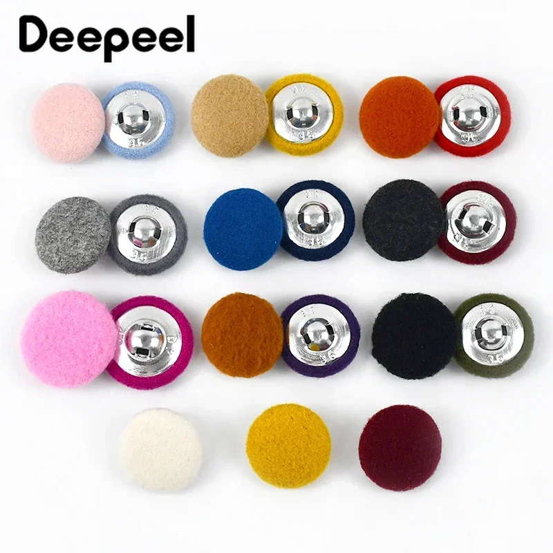 50Pcs Deepeel 15-38mm Cashmere Covered Buttons Decorative Windbreaker Coat Button Clothing Scrapbook DIY Sewing Accessories