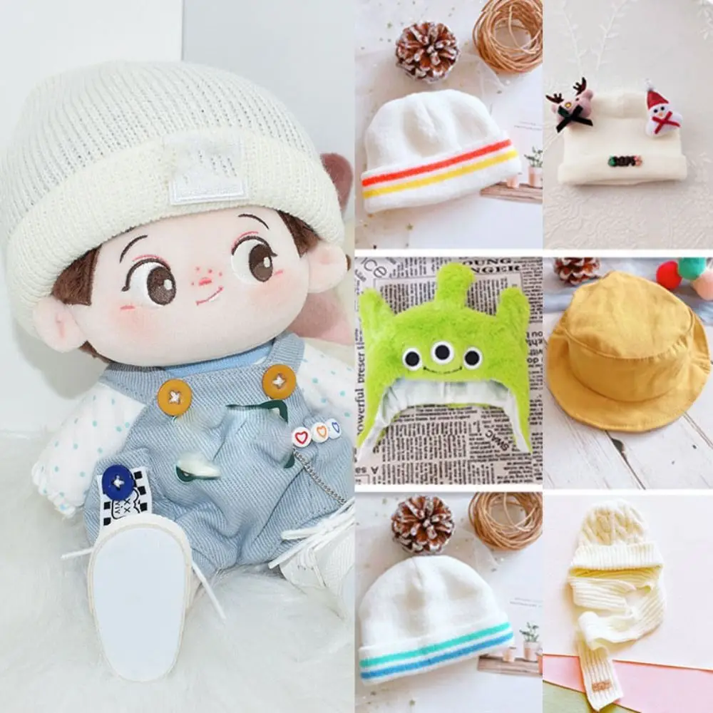 Fashion Caps for 20cm Cotton Dolls Candy Color Cute Animal Cartoon Casual Plush Hat Plush Doll Caps Knitted Hat Accessories