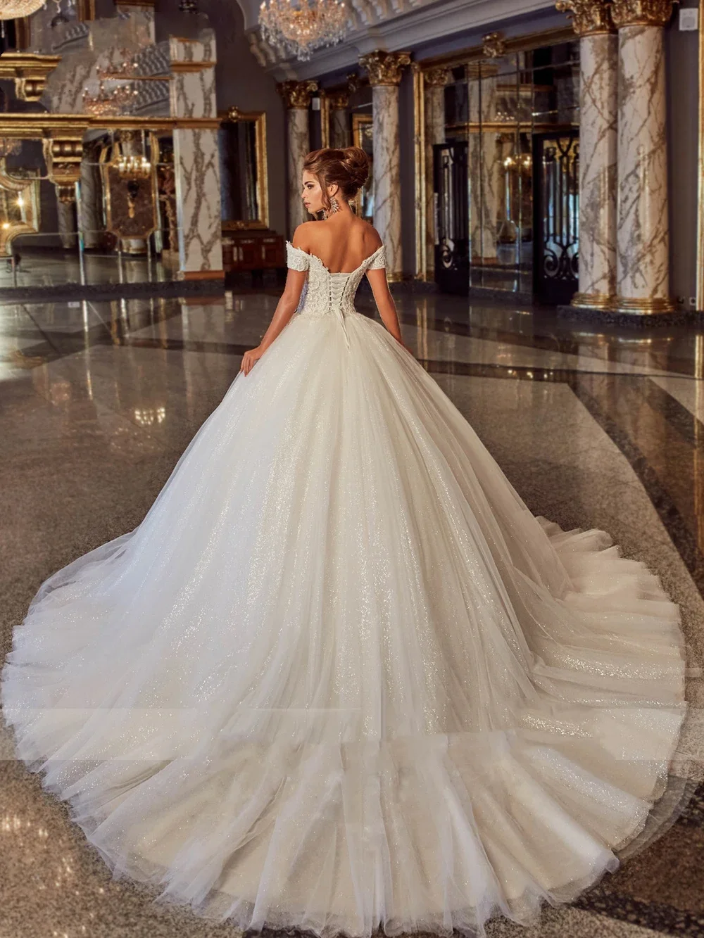 Flavinke Personalizzato Elegante Lusso Voile Smerlato Lace Up Perline Perle A-Line Abiti da sposa 2025 vestido de noiva