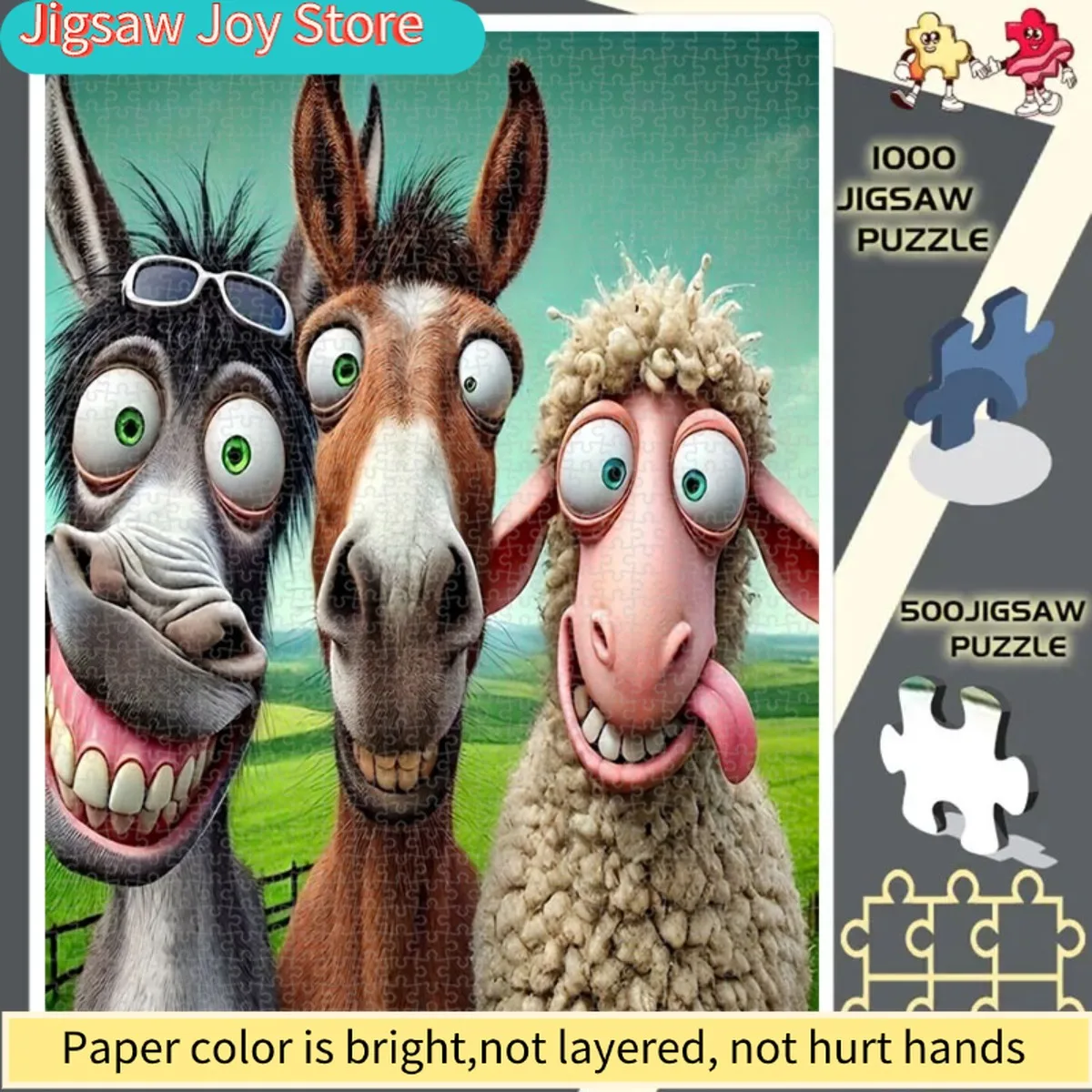 Rompecabezas de 1000 Piezas, Apto para Niños y Niñas, Piezas de Plástico Grueso y Duradero, Papel Plegable, Libro de Imágenes con Temática Animal, Desafiante