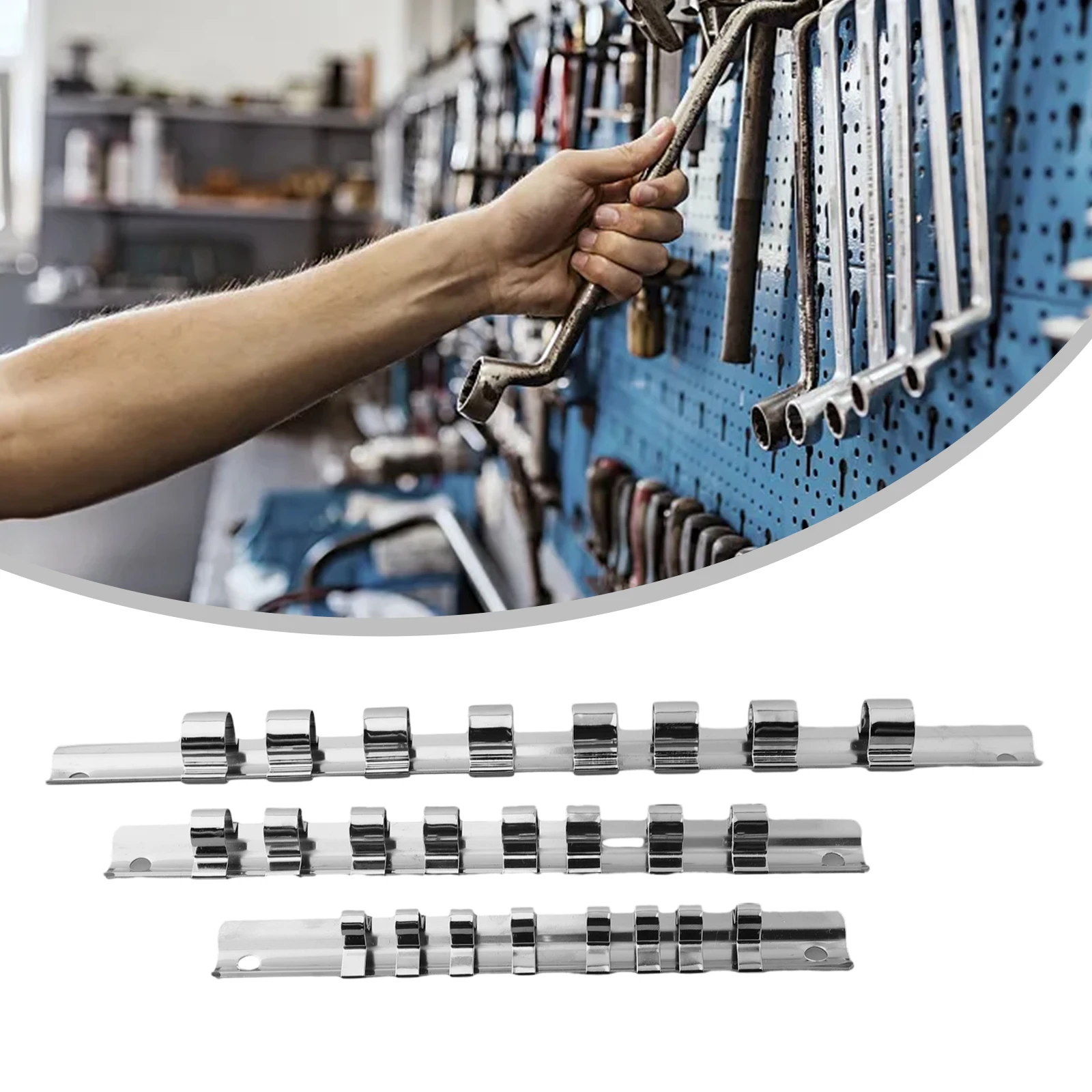 1Pcs Socket Rack Holder 1/4" 3/8" 1/2" With 8 Clips On Rail Tool Organizer Storage Socket Storage Rack For Storing Loose Socket