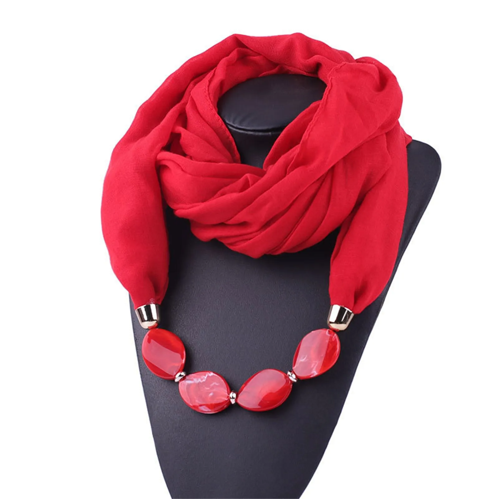 Women Cotton Linen Necklace Pendant Scarf Ethnic Style Soft Necklace Scarf Fashion Designer Scarf Ethnic Jewelry Necklace Scarf