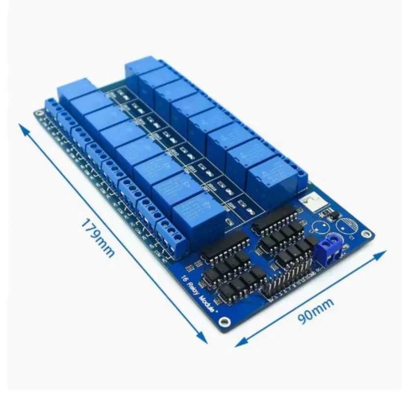 16 Channel 5V 12V Relay Module Optocoupler Protection LM2596 Power Supply Control Board