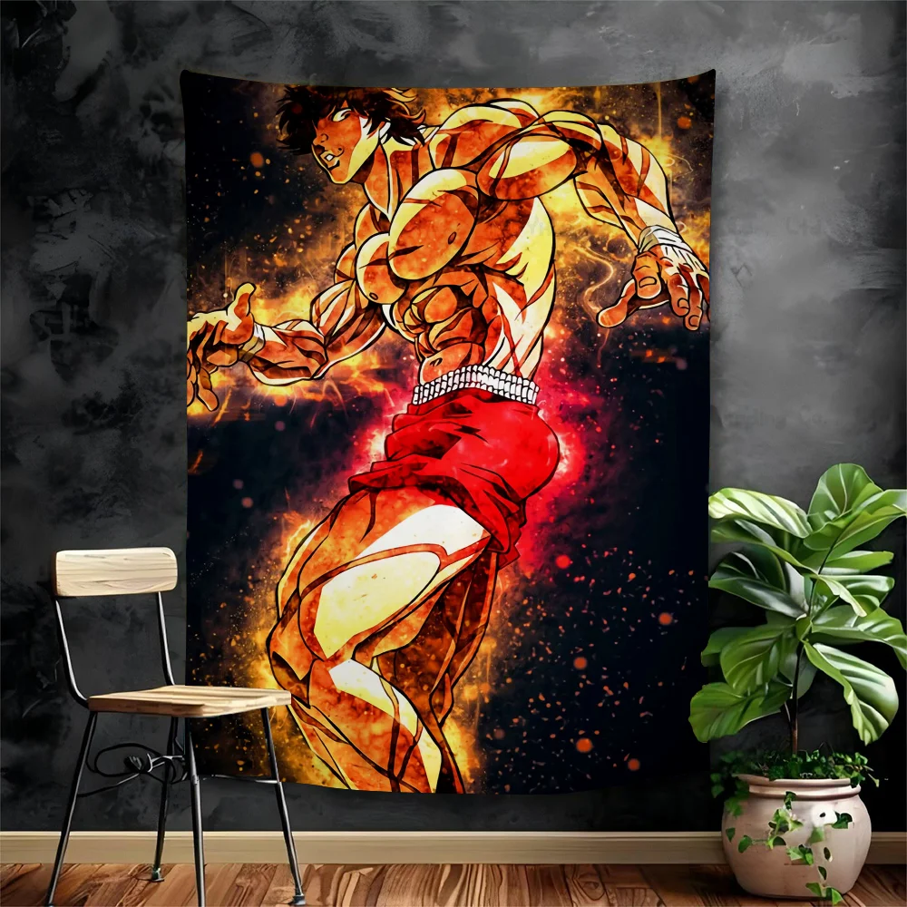 

Japanese Anime Baki Hanma Cartoon Tapestry Hippie Flower Wall Carpets Dorm Decor Art Home Decor