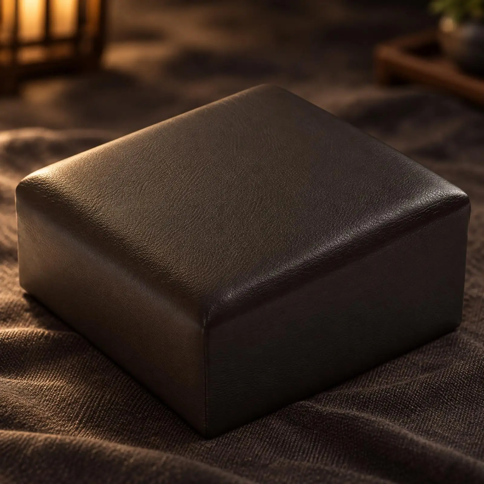 Wood Frame Leather Kneeling Cushion with Thick Sponge Padding for Meditation Prayer and Floor Work