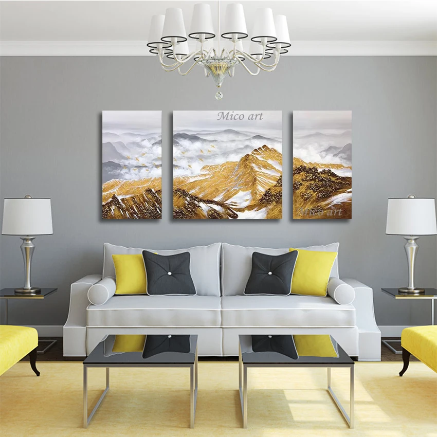 

Горный дизайн, текстурированные абстрактные картины на холсте, 3 шт., современная пейзажная художественная картина, безрамные, подарки для украшения офисной стены