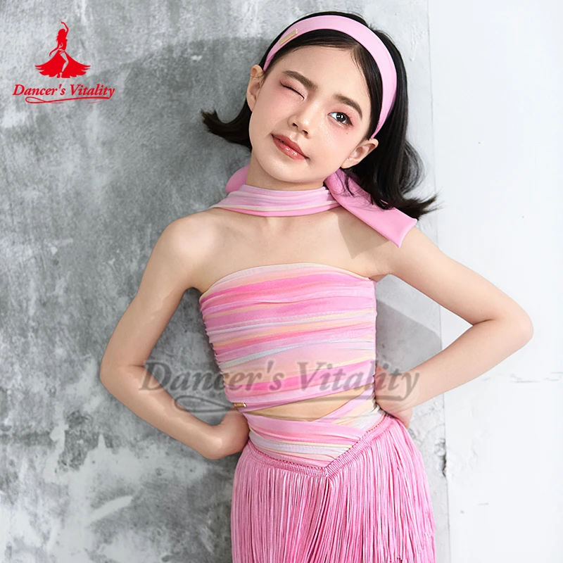 

Children Latin Training Class Dance Clothes Girl's Professional Samba Chacha Practice Suit Dancer's Vitality Tops Skirt Trousers