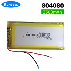 804080 754080 754585 3.7V Lithium-ion Polymer Battery 3500mAh For Navigation mobile device vehicle traveling data recorder LED