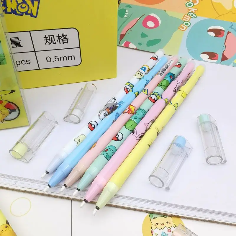 6/12pcs Cute Pikachu Erasable Gel Pen Kawaii Pokemon Products School Supplies Classic Cartoon Anime Figure Stationery Gifts