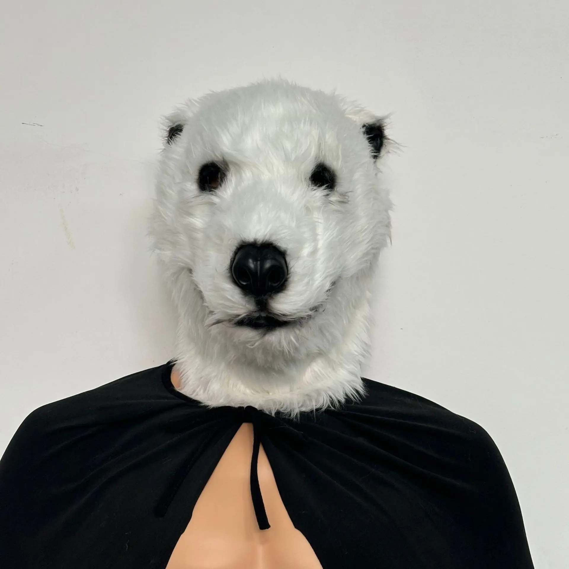 Realistische Weiße Plüsch-Eisbären-Vollkopfmaske, Pelzige Tier-Bärenmaske, Halloween-Party Cosplay Bühnenshow Kostümzubehör – Detail 4