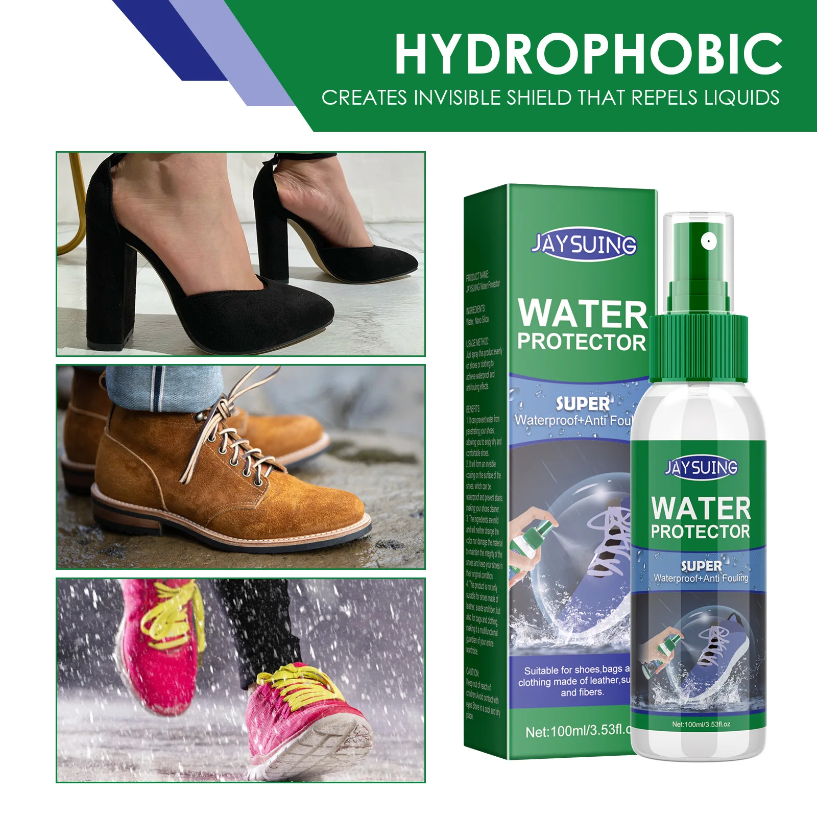 Shoe Waterproof Spray Stain Repellent Protection Shoe Anti-Oil Hydrophobic Coating Outdoor Protective Cover Shoe Protector Spray