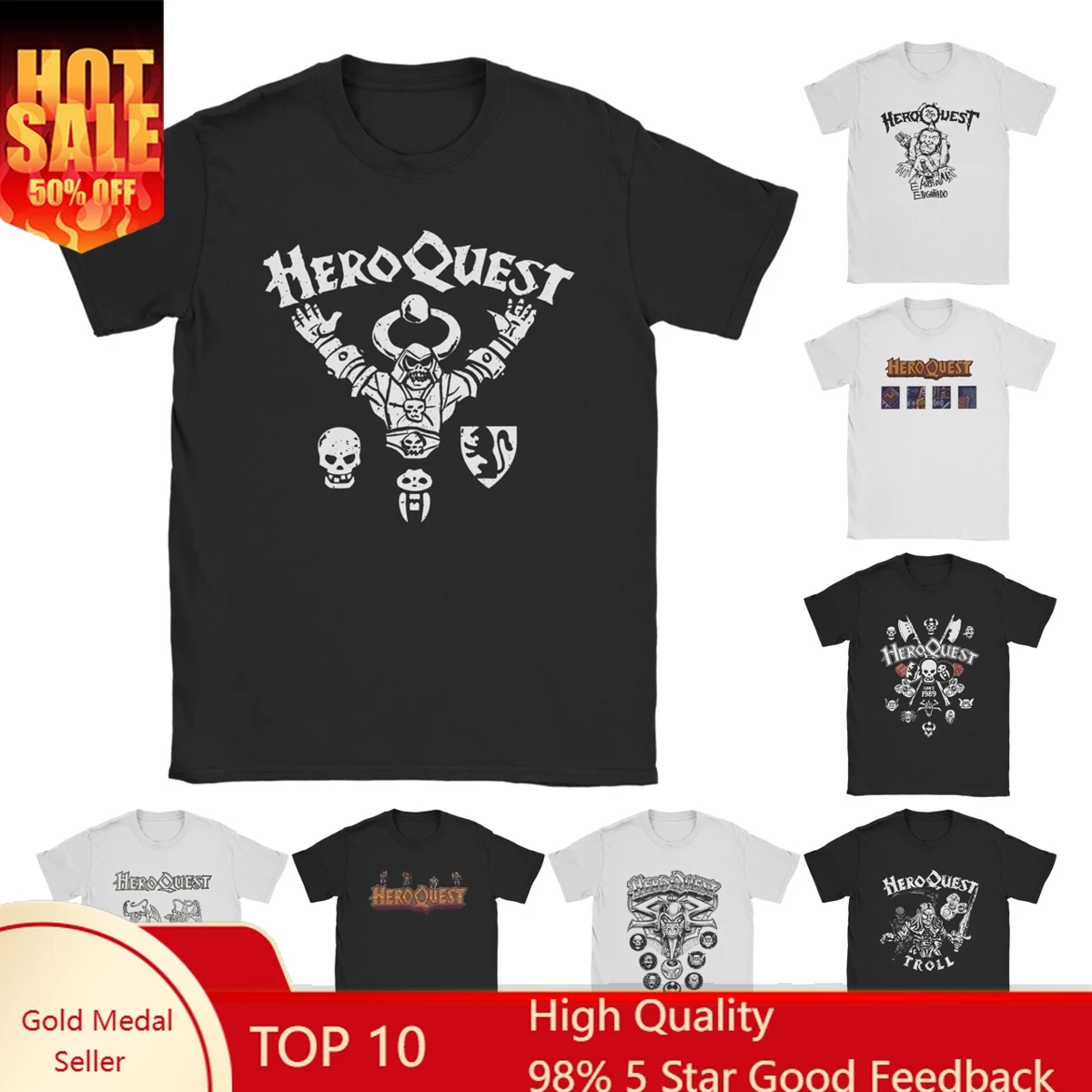 

Heroquest Roleplay Game 90s RPG Men T Shirts Cartoon Cool Tees Short Sleeve Crewneck T-Shirt Pure Cotton Printed Tops