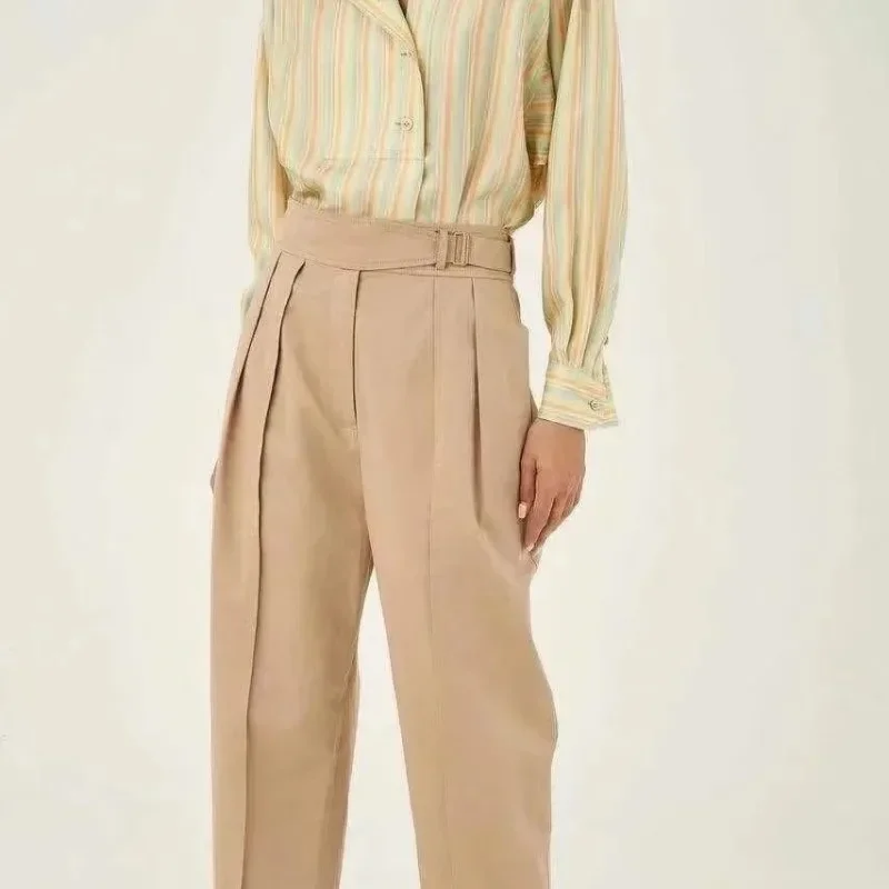 Ramie Silhouette Casual Loose Wide-leg Pants Trousers