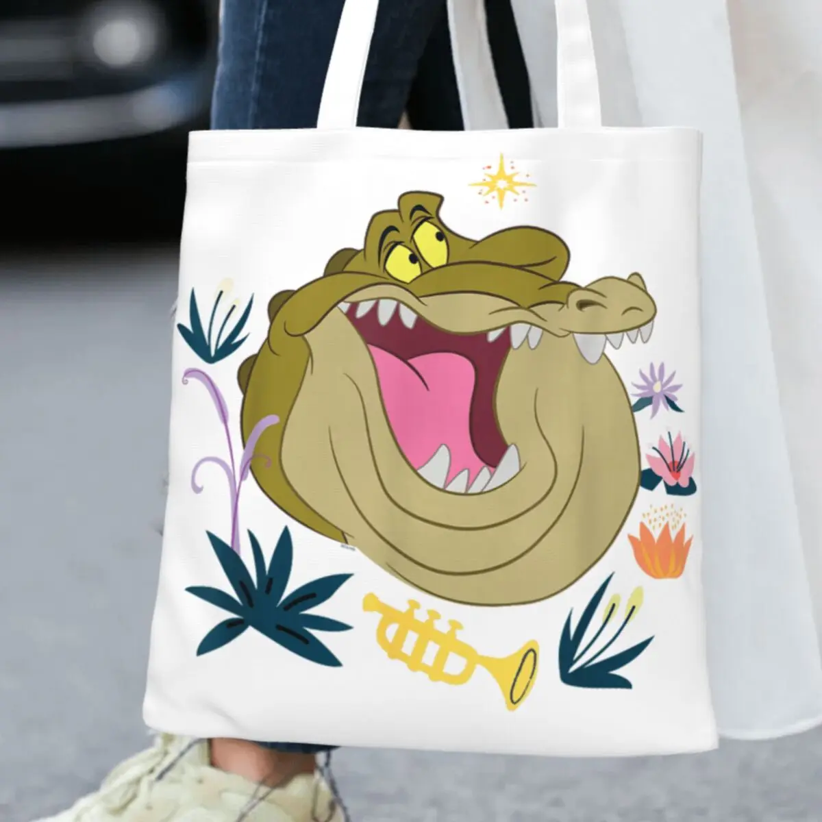 

Сумка-шоппер «Принцесса и лягушка» Louis Gator Big Face, многоразовая тканевая сумка-тоут для колледжа, студенческая сумка через плечо с принтом