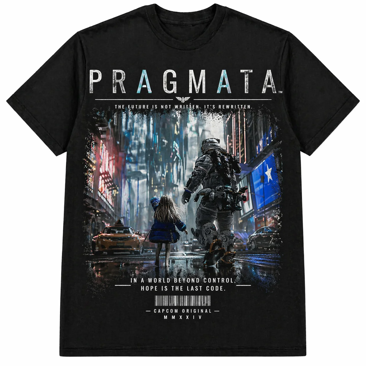 Camiseta PRAGMATA para Hombre, Verano 2026, Diseño Gráfico Diana, Algodón Puro, Estilo Y2K Harajuku, Manga Corta, Estilo Aventura