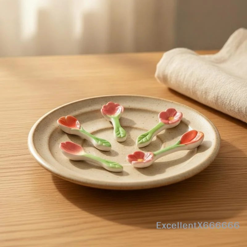 Cute Floral Mini Resin Spoon Decor Accessories 10/20/30Pcs for Miniature Scene Dollhouse DIY Handmade