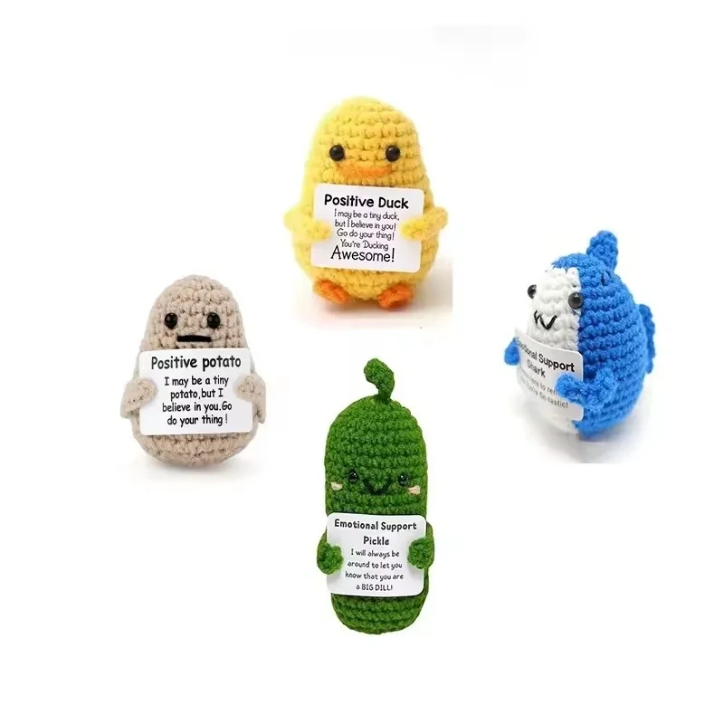 Mini Crochet Pocket Hug Dolls - Knitted Potato & Turtle Plush Desk Accessories for Positive Vibes & Cute Decoration
