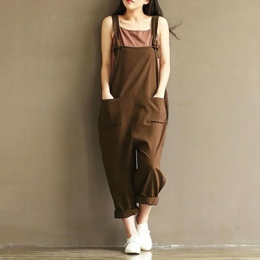 

Jumpsuit For Women Loose Fit Fashion Overalls Wide Leg Pants Pocket Solid Color Straps Design Loose Jumpsuits 2025