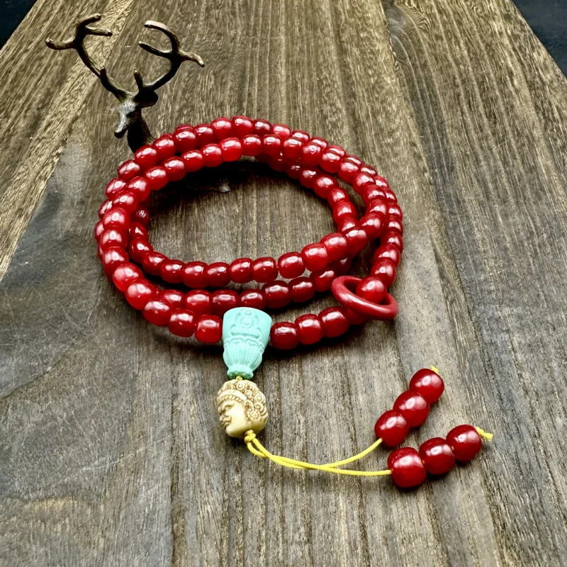 Natural Horn Necklace Buddhist Beads Imitation Antler Turquoise Accessories Tibetan Jewelry Live Streaming Source