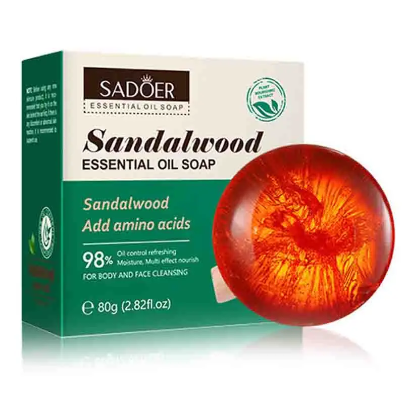 SADOER Sandalwood Essential Oil Facial Soap Face Wash Foam Facial Cleanser Moisturizing Cleaning Body Universal Handmade Soap