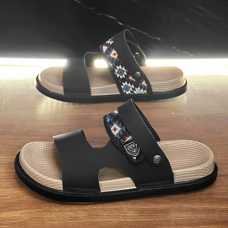 Summer Plus Size Men Flip Flops One Strap Non Slip Soft Sole Casual Outdoor Beach Walking Sandals