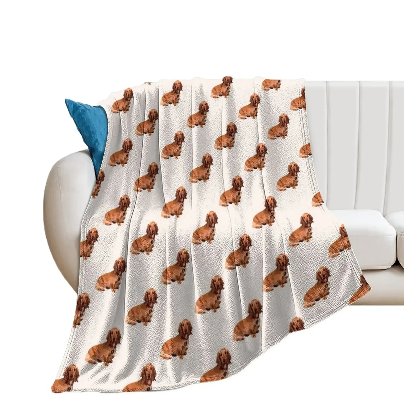 Long haired dachshund Throw Blanket Soft Plaid Shaggy Thermal Giant Sofa Blankets