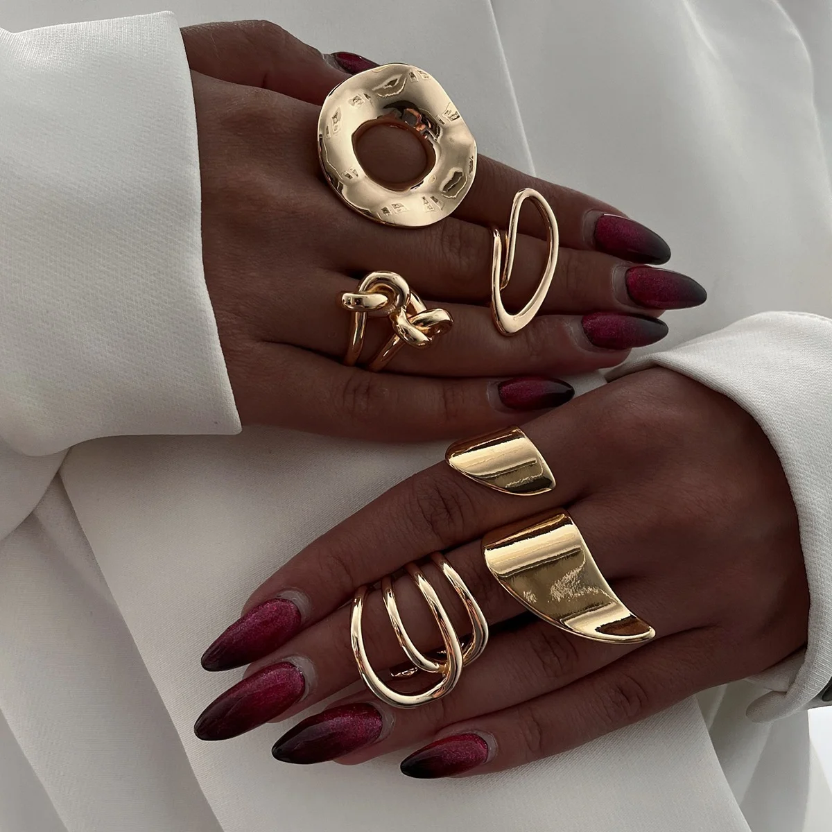 

Geometric Titanium Steel Rings Stainless Steel Fashion Jewelry High-End Small Audience Finger Ring Hand Accessories