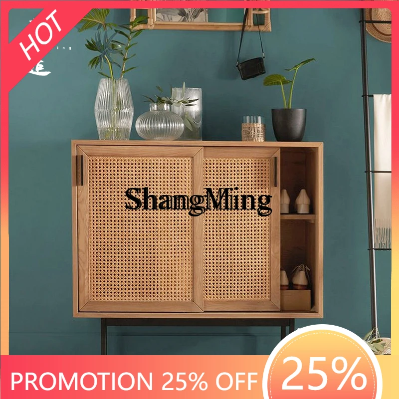 

CL solid wood household small apartment shoe cabinet entrance living room simple storage side cabinet