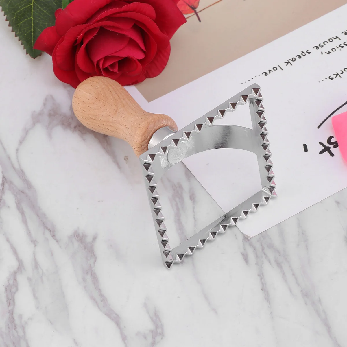 

Stainless Steel Rectangular Biscuit Mold Cookie Cutter Embossed Pastry Dessert Tool Wooden Handle Baking Gift Bread Cake