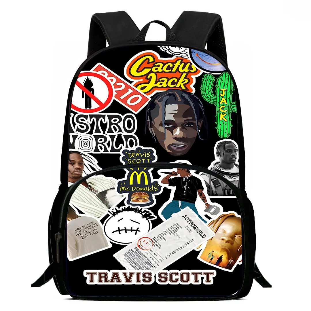 Rapper T-Travis S-Scott Kids Backpacks Boys Girl Student Birthday Gift Child School Bags Large Capacity Camping Durable Rucksack