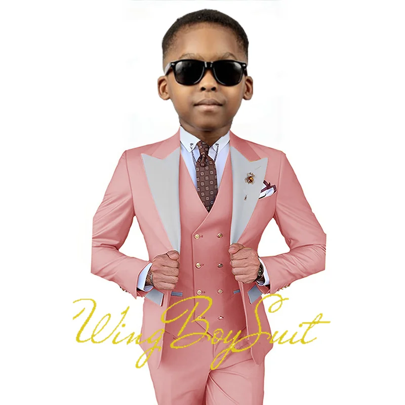 Wedding Boys Suit Jacket Pants Vest 3 Piece Set Formal Clothes 2-16 Years Kids Blazer Ring Bearer