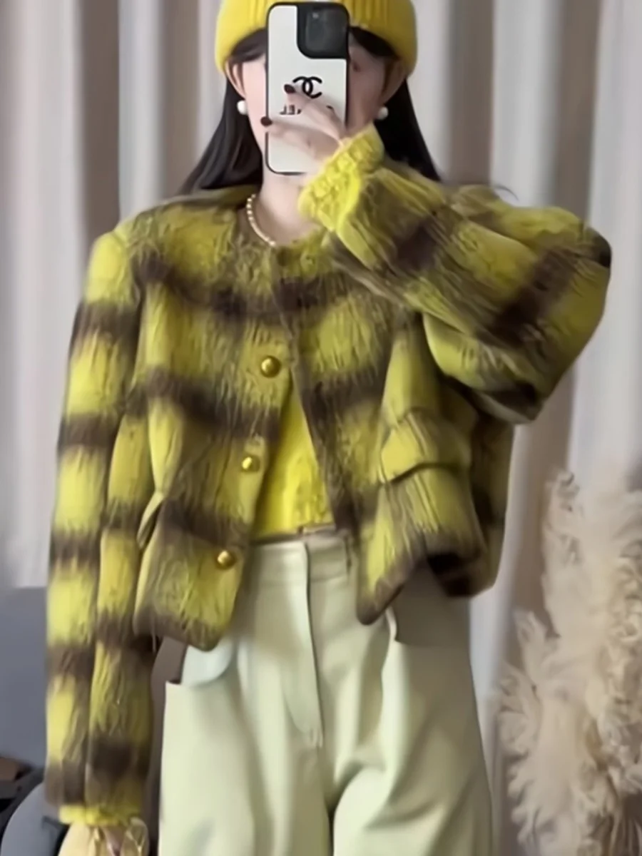 

Plus Size Faionable Yellow Outerwear Design Sensation Sle Early Autumn New Women's High-End Feel Small Fraance Wind Coat Tr...