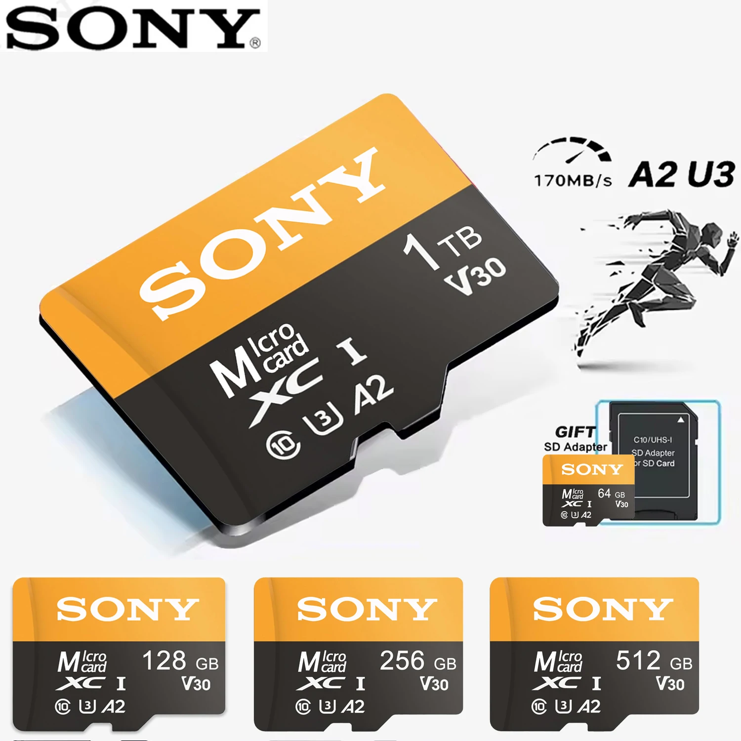 

Sony TF Memory Card 1TB High Speed Micro SD Card 512GB 128GB Newest Mini SD Card 64GB U3 V30 TF Flash card for Phone Camera