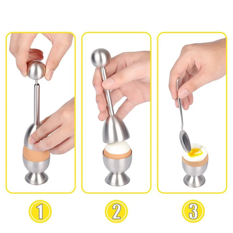 Stainless Steel Egg Topper Shell Opener Egg Cutter Cracker Metal Egg Cups Stand Holders for Soft Hard Boiled Eggs Kitchen Tools