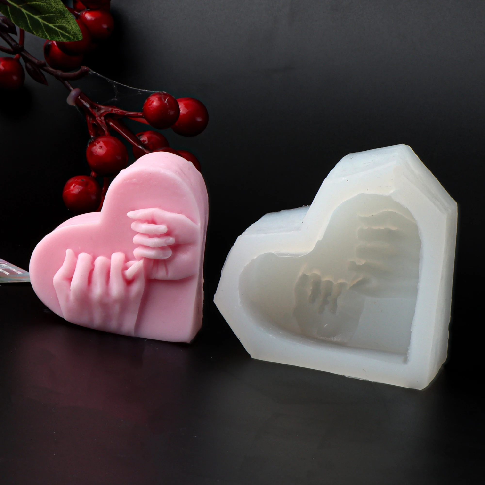 Rose heart shaped silicone soap mold DIY handmade rose love cake chocolate baking mold scented candle soap handicraft production