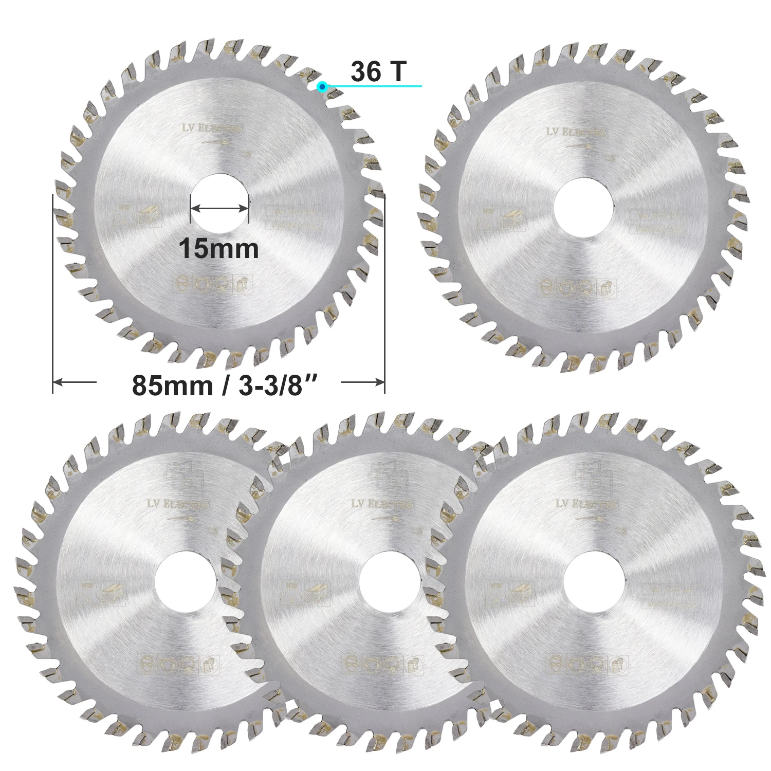 HAMPTON 5 Stück 85mm Durchmesser 24/30/36 Zähne Hartmetall-Kreissägeblatt Mini TCT Trennscheibe Holzsägeblätter – Detail 4