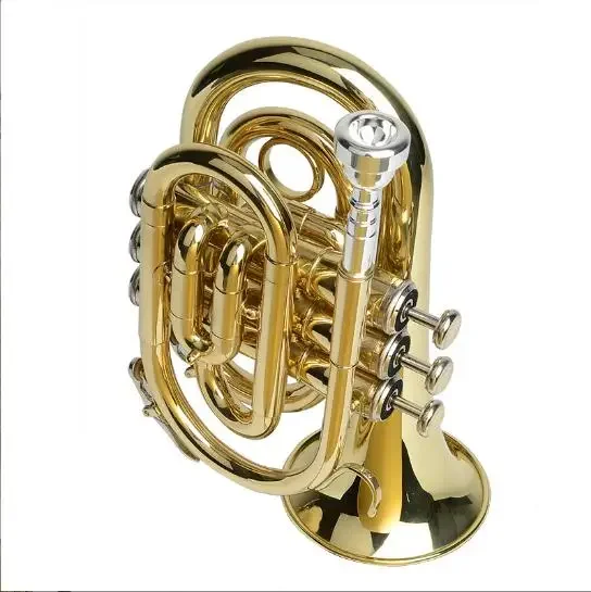 wholesale Standard Golden Lacquered Bb Key Pocket Trumpet for Sale