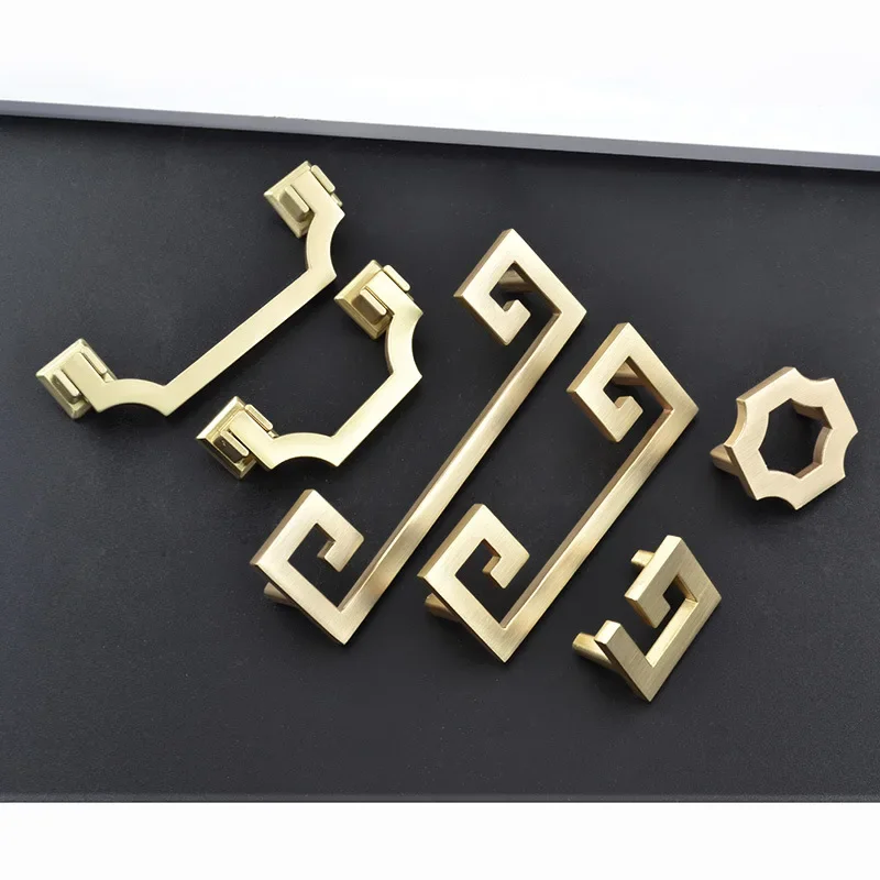 Furniture Hardware Modern Gold Handle European Style Square Cabinet Drawer Door Cabinet Zinc Alloy Handle Cabinet Handle